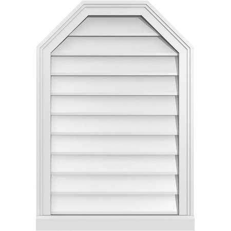 Ekena Millwork Octagonal Top Surface Mount PVC Gable Vent w/ 2"W x 2"P Brickmould Sill Frame, 22"W x 32"H GVPOT22X3203SN